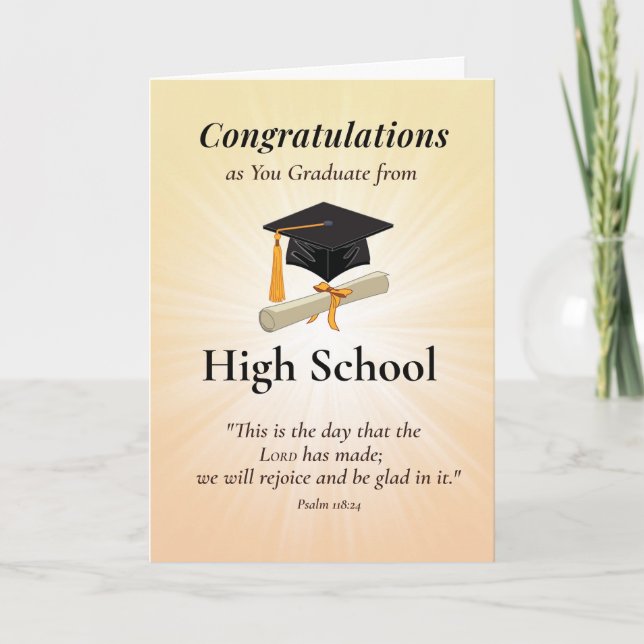 Religious High School Graduation Scripture Congrat Card (Front)