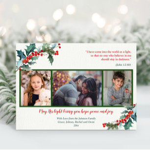 Religious holly berries watercolor Christmas card