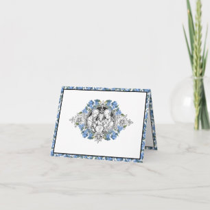 Religious Holy Family Elegant Blue Floral Thank You Card