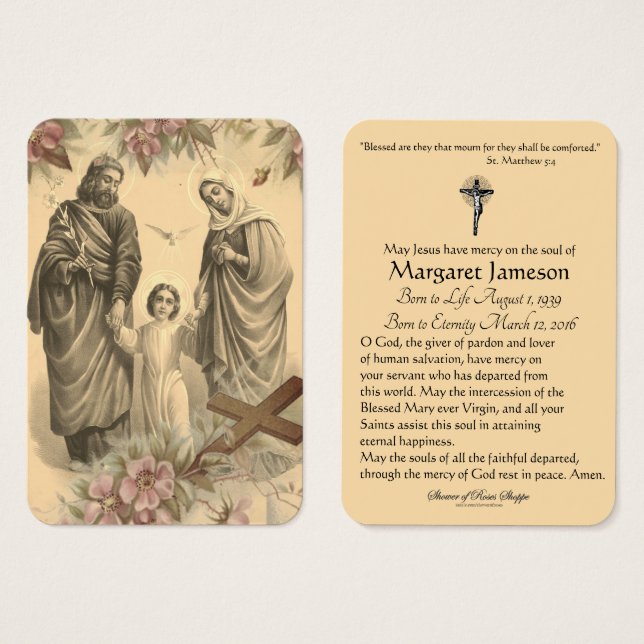 Religious Holy Family Jesus Mary Funeral Prayer (Front & Back)