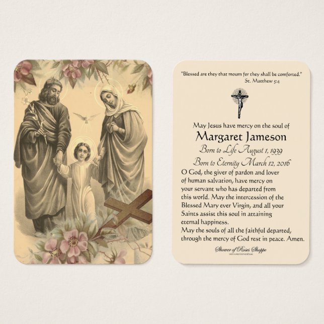 Religious Holy Family Jesus Mary Funeral Prayer (Front & Back)
