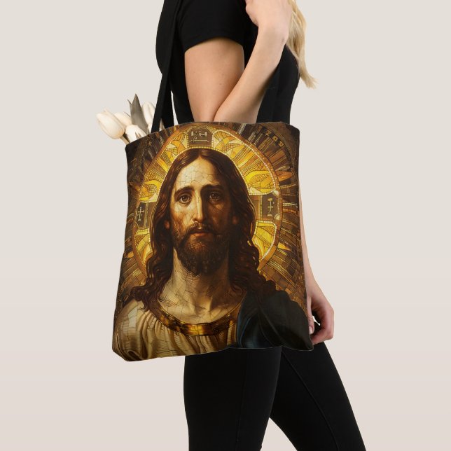 Religious Icon Jesus Christ Tote Bag (Close Up)