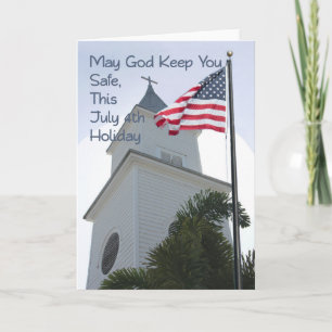 Religious Independence Day Card with Church