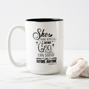 Religious inspiration word art Two-Tone coffee mug