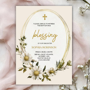 Religious invitation card with floral design