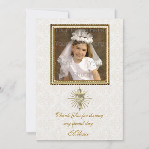 Religious Ivory Damask Photo Card