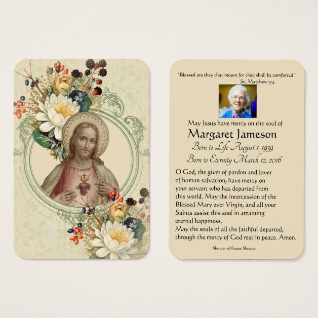 Religious Jesus Funeral Prayer Memorial Card (Front & Back)