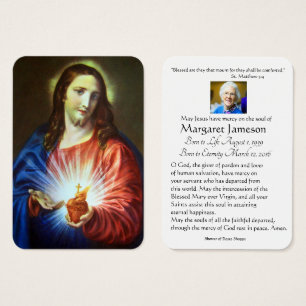 Religious Jesus Heart Funeral Memorial Prayer Holy