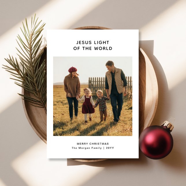 Religious Jesus Light of the World Family Photo Holiday Card (Creator Uploaded)