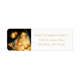 Religious Jesus, Mary & Angels Christmas Label