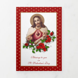Religious Jesus Virgin Mary Vintage Valentine  Tri-Fold Card
