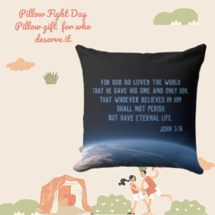 Religious John 3:16 Bible Verse Cushion