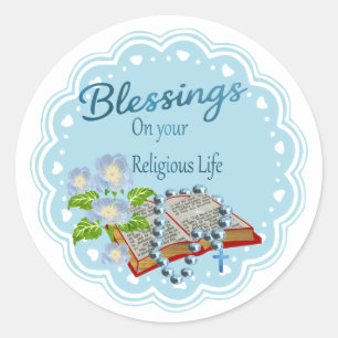 Religious life blessings classic round sticker