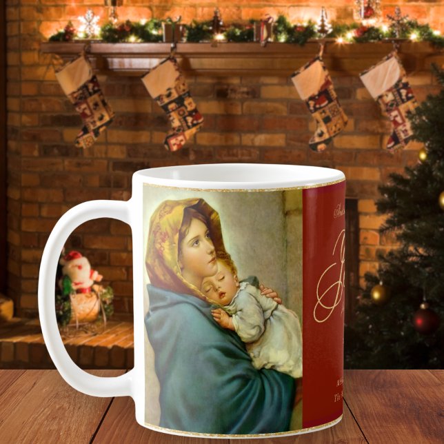 Religious Madonna & Child Catholic Christmas Gift Coffee Mug (Madonna and Child religious Christmas gift coffee cup for Christians)
