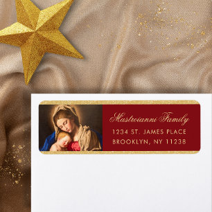 Religious Madonna & Child Christmas Return Address