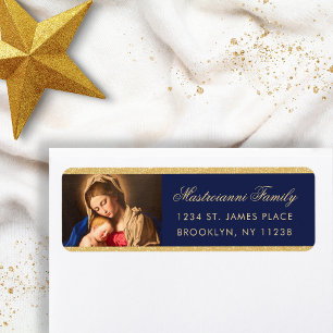 Religious Madonna & Child Christmas Return Address