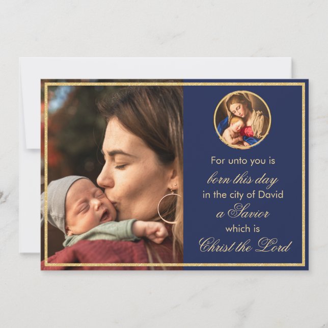 Religious Madonna & Child Photo Catholic Christmas Holiday Card (Front)