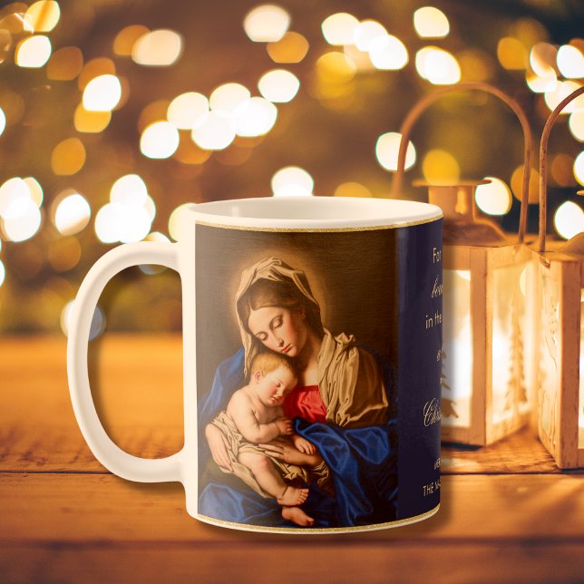 Religious Madonna & Child Priest Christmas Gift Coffee Mug (Catholic Christmas gift for priests, moms, dads, grandmas and grandpas with Madonna and Child)