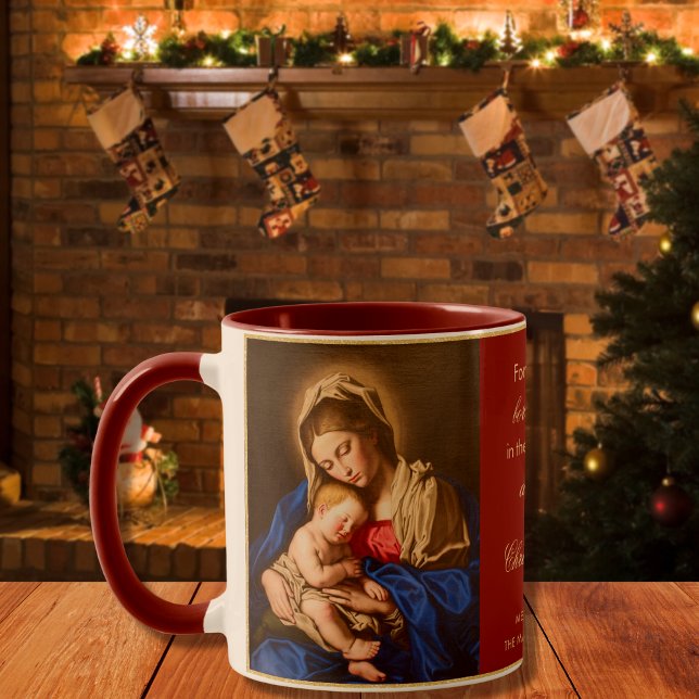 Religious Madonna & Child Priest Christmas Gift Mug (Madonna and Child coffee cup perfect as a Christmas gift for priests or any Catholics on your list.)