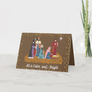 Religious Manger Scene Christmas Card