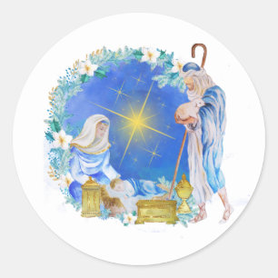 Religious Manger Scene Christmas Sticker