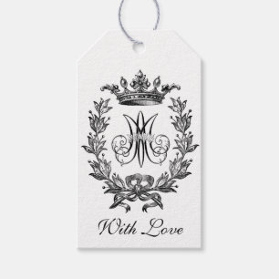 Religious Marian Monogram "M" Black & White  Gift  Tags