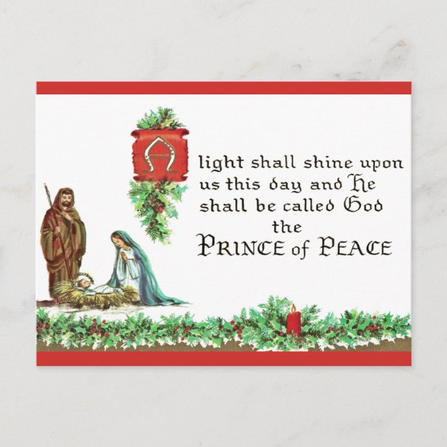 Religious Mary and Joseph Christmas Vintage Holiday Postcard (Front)