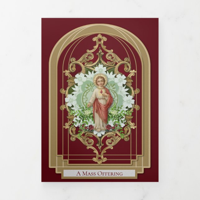 Religious Mass Offering Sacred Heart Jesus Tri-Fol Tri-Fold Card (Cover)