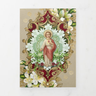 Religious Mass Offering Sacred Heart Jesus Tri-Fold Card
