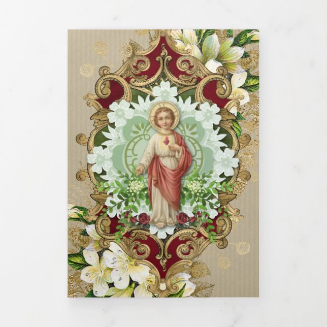 Religious Mass Offering Sacred Heart Jesus Tri-Fold Card (Cover)
