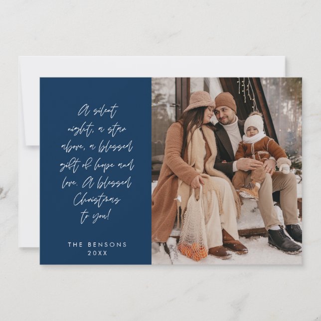 Religious, Merry Christmas, Christian Family Photo Holiday Card (Front)