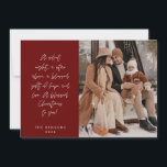 Religious, Merry Christmas, Christian Family Photo Holiday Card<br><div class="desc">Religious, Christian, Merriest Christmas, Season Greeting, Happiest Holiday, Merry Christmas, burgundy red themed. ( A silent night, a star above, a blessed gift of hope and love. A blessed Christmas to you! ) Celebrate the season with this family photo card (printed and / or digital download, greeting sent via email,...</div>