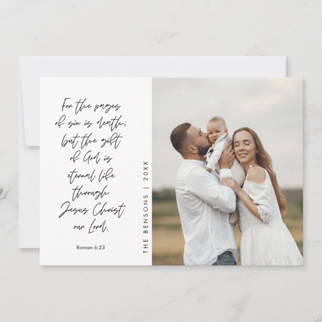 Religious, Merry Christmas, Christian Family Photo Holiday Card (Front)