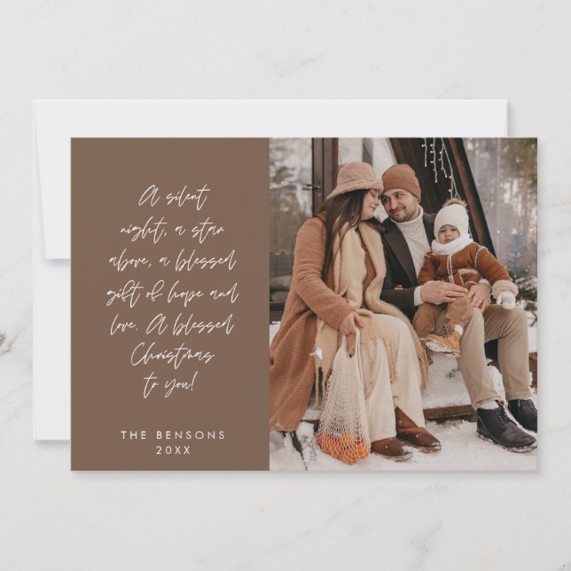 Religious, Merry Christmas, Christian Family Photo Holiday Card (Front)
