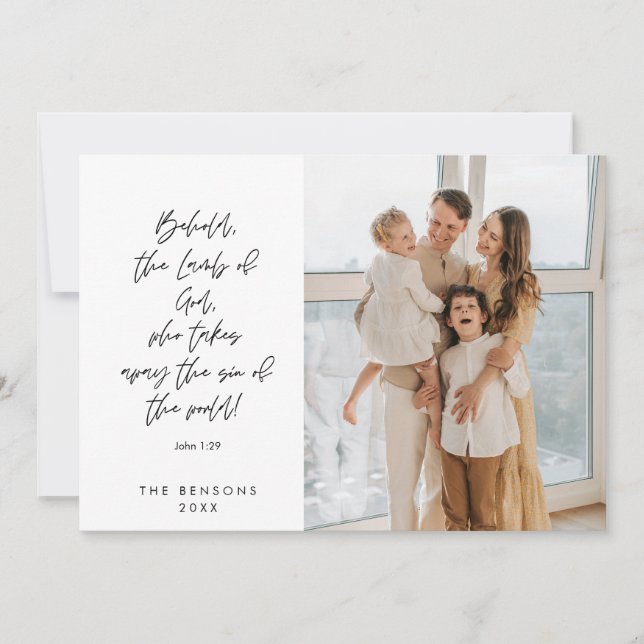 Religious, Merry Christmas, Christian Family Photo Holiday Card (Front)