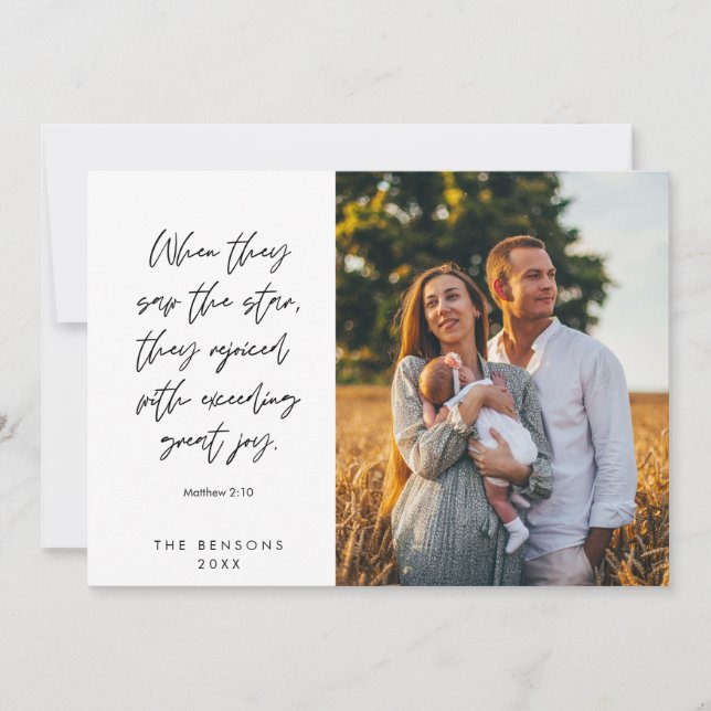 Religious, Merry Christmas, Christian Family Photo Holiday Card (Front)