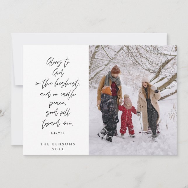 Religious, Merry Christmas, Christian Family Photo Holiday Card (Front)
