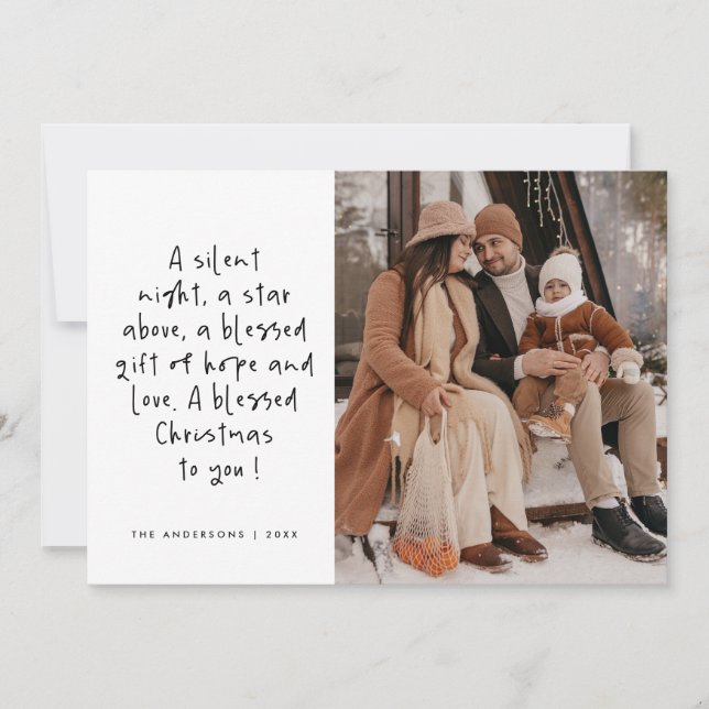 Religious, Merry Christmas, Christian Family Photo Holiday Card (Front)