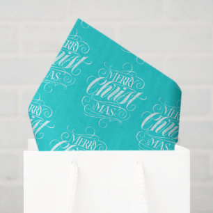 Religious Merry Christmas Script Lettering Teal Tissue Paper