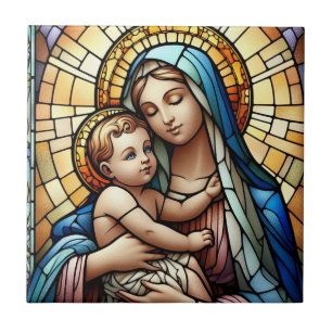 Religious mother and child tile