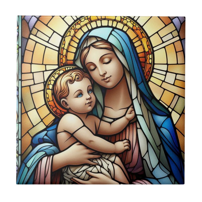 Religious mother and child tile (Front)