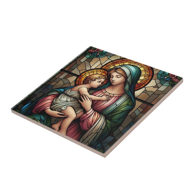 Religious mother and child tile (Side)