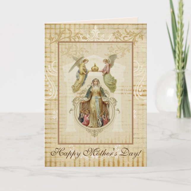 Religious Mothers Day Blessed Virgin Mary Angels Card (Front)