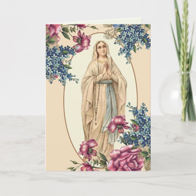 Religious Mothers Day Blessed Virgin Mary Vintage Card (Front)