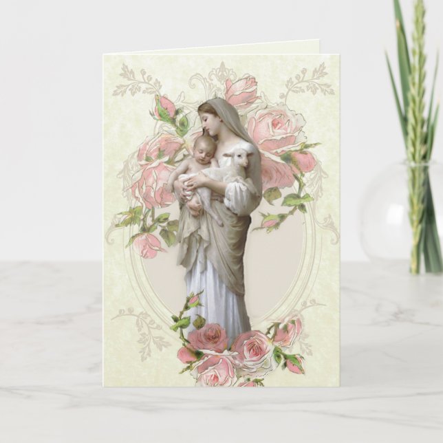 Religious Mothers Day Blessed Virgin Mary Vintage Card (Front)