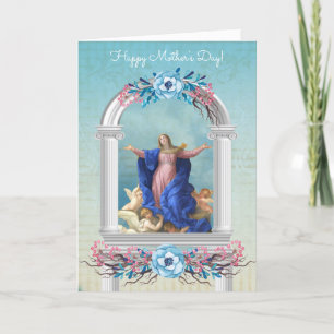 Religious Mothers Day Virgin Mary Angels Card