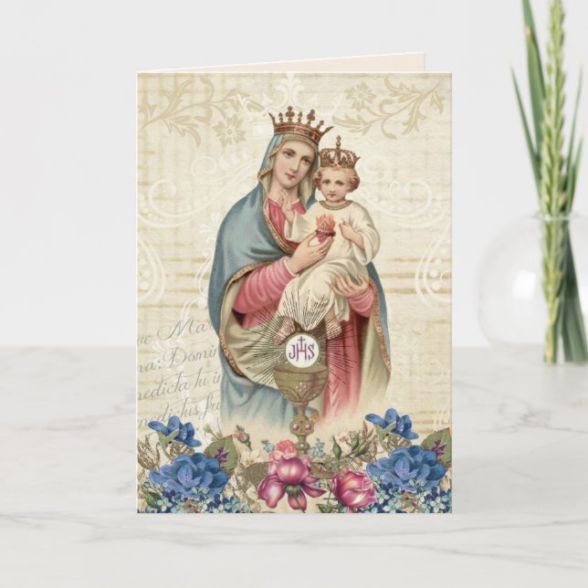Religious Mothers Day Virgin Mary Jesus Eucharist Card (Front)