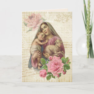 Religious Mothers Day Virgin Mary Lamb Jesus Card