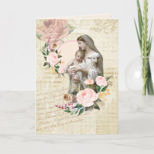 Religious Mothers Day Virgin Mary Lamb Jesus Card