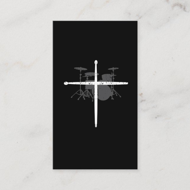 Religious Musician Drum Sticks Cross Drummer Business Card (Front)